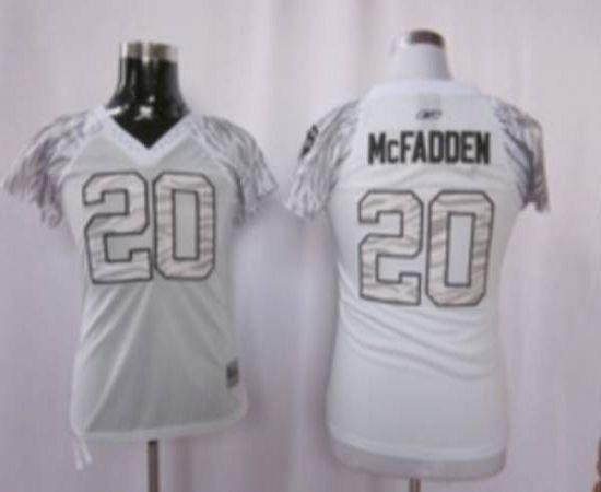 Raiders 20# Darren McFadden White Women's Zebra Field Flirt Stitched NFL Jersey - Click Image to Close